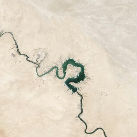 a river in the desert of Iraq from above