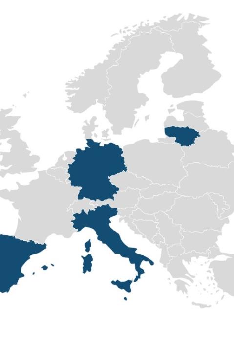 Europa-Karte mit Deutschland, Italien, Litauen und Spanien