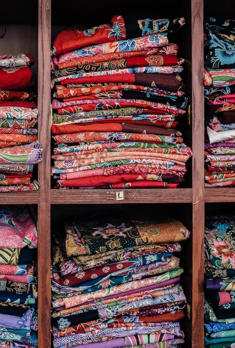 Cloths on a shelf in Pakistan