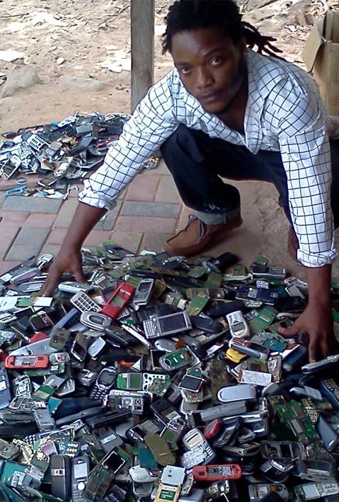 E-waste collector in Ghana