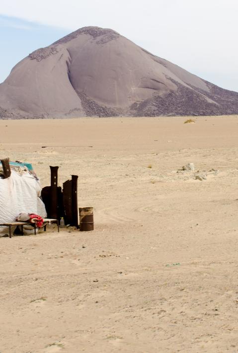 Zelt in der mauretanischen Wüste. 