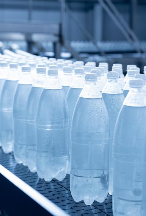 Plastic bottles in factory