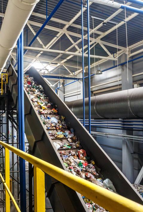 Conveyor belt in factory