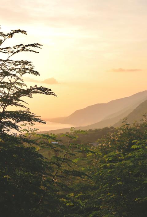 Grüne bergige Landschaft in Haiti
