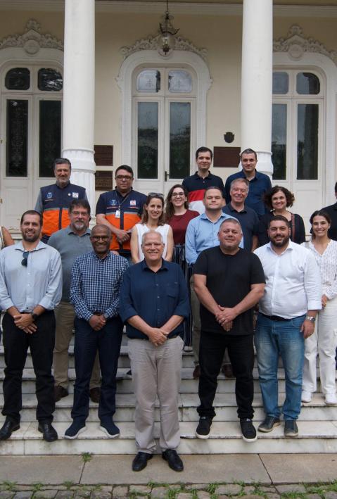 The NUCA delegation standing in front of the municipality of Petropolis in Brazil, during the preparation phase country mission in March 2023