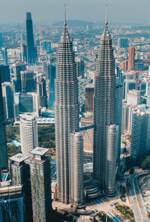 aerial view of Kuala Lumpur in Malaysia