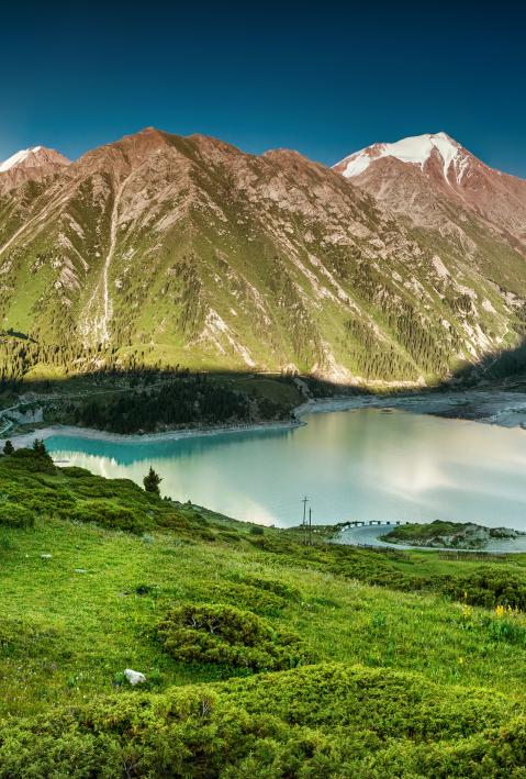 Big Almaty Lake in the mountains of Zaili Alatay, Kazakhstan, Central Asia
