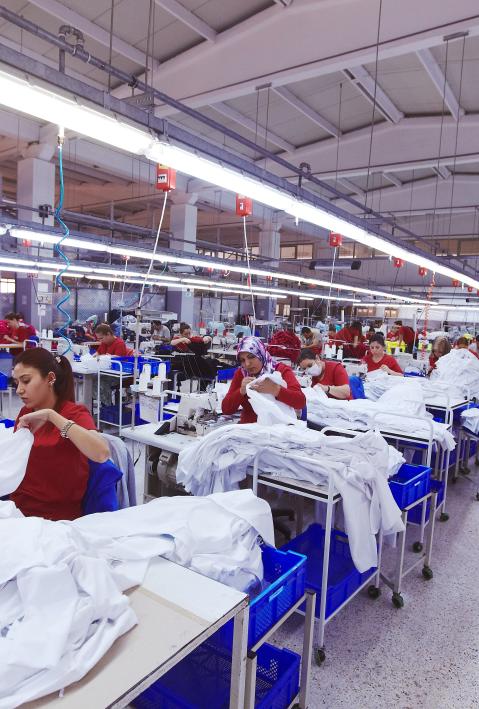 Textile cloth factory working process tailoring workers equipment