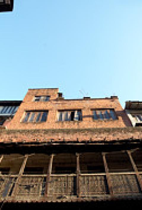 Looking Up at Buildings in Kathmandu, Nepal