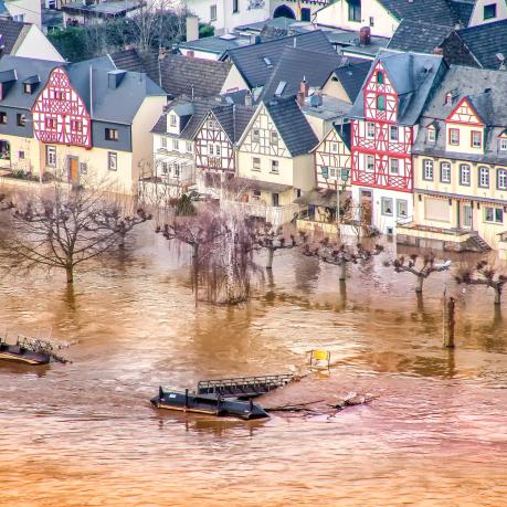 Hochwasser auf dem Rhein