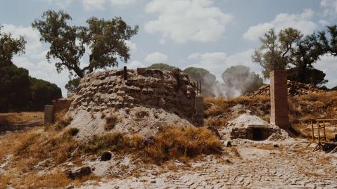 Traditional charcoal production in Coruche, Portugal