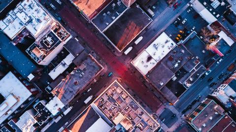 aerial view of buildings in Montreal