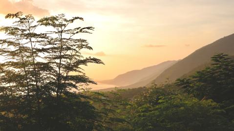 Grüne bergige Landschaft in Haiti