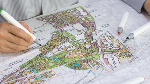 Zeichnung von Masterplan/Lageplan für städtische Landschaftsgestaltung oder urbane Architektur