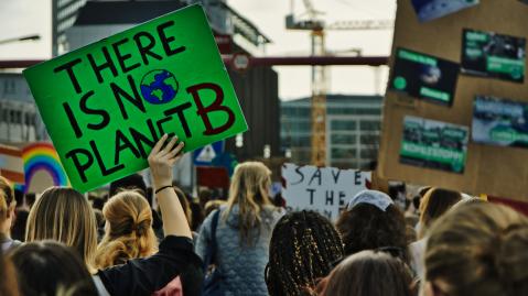 Frankfurt am Main, Germany - March 22, 2019: "Fridays for Future" protest in Frankfurt. Participants protesting against climate policy