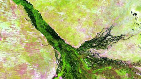 Satellite Imagery of the Okavango River in Botswana