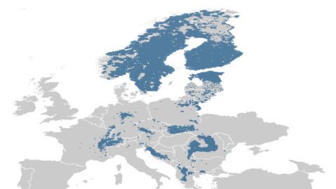map of lynx distribution area in Europe
