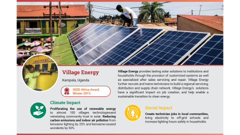 Village Energy provides lasting solar solutions to institutions and households trough the provision of customized systems as well as specialized after sales servicing and repair.