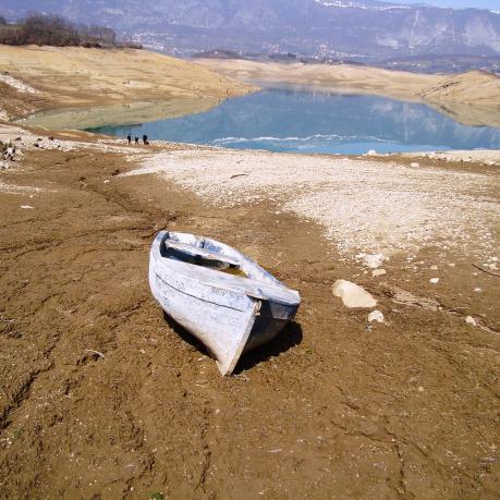 Boat stranded during a drought