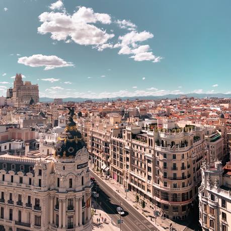 Panoramablick auf die Stadt Madrid in Spanien