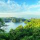 Blick auf ein von Bäumen umgebenes Gewässer in Vietnam, Lan Ha Bucht