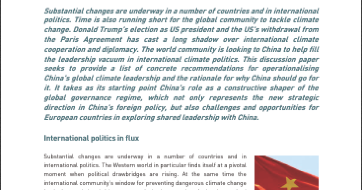 China and its climate leadership in a changing world | adelphi
