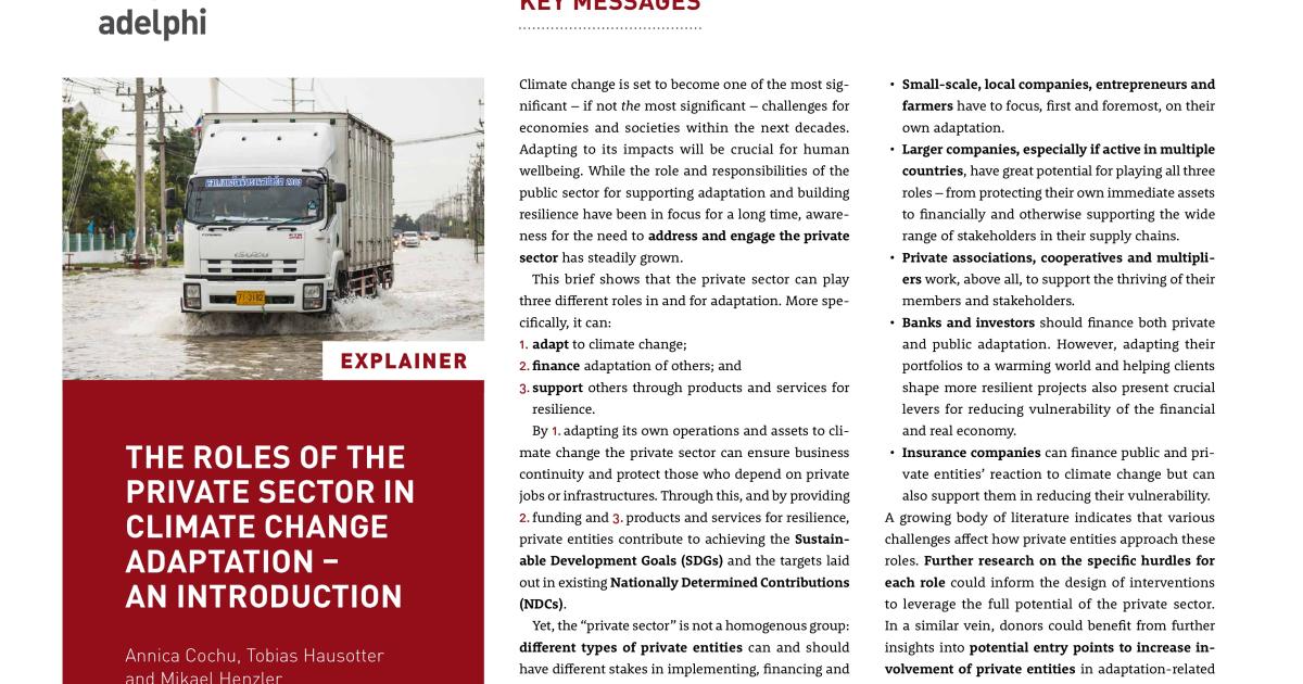 The Roles of the Private Sector in Climate Change Adaptation – an ...